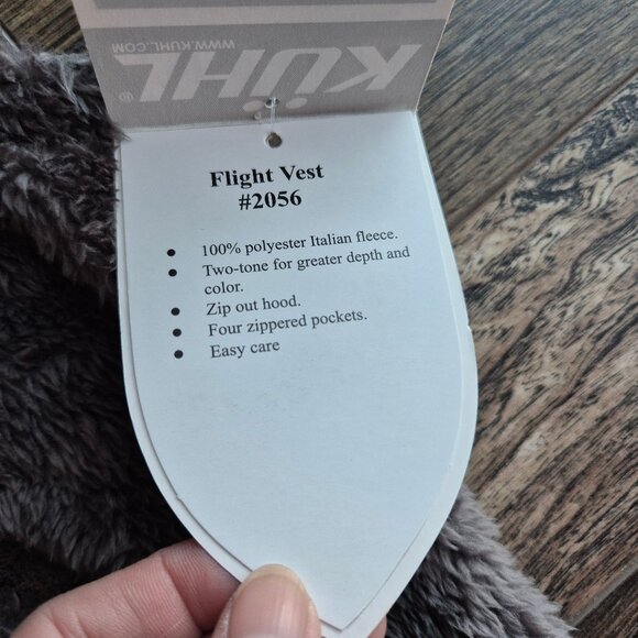 NWT KUHL Flight Vest Mid-Weight Italian Fleece Stowaway Hood Breen - Picture 14 of 16